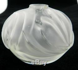 LALIQUE FRANCE SIGNED ART GLASS Soliflore ROYAL PALM COLL. CLEAR COLOR BUD VASE