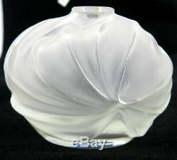 LALIQUE FRANCE SIGNED ART GLASS Soliflore ROYAL PALM COLL. CLEAR COLOR BUD VASE
