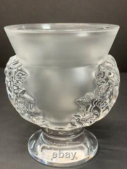 LALIQUE FRANCE ST. CLOUD HEAVY CRYSTAL FROSTED VASE With ACANTHOS LEAVES SIGNED