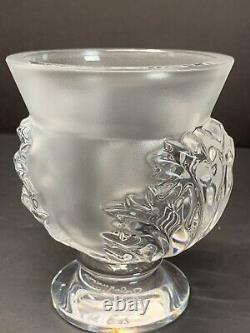LALIQUE FRANCE ST. CLOUD HEAVY CRYSTAL FROSTED VASE With ACANTHOS LEAVES SIGNED