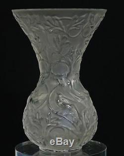 LALIQUE FROSTED CRYSTAL ARABESQUE VASE 5.25 with ORIGINAL LABEL TAG