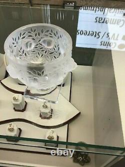 LALIQUE France Elizabeth Crystal Glass Bowl Pedestal Vase Frosted Birds Leaves