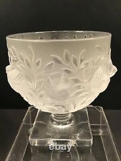 LALIQUE France Elizabeth crystal glass bowl/vase birds & leaves pattern