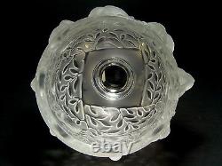 LALIQUE France Elizabeth crystal glass bowl/vase birds & leaves pattern, VG
