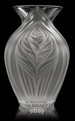 LALIQUE France PAVIE pattern 5 Crystal VASE- Ears of Corn Stunning Art Glass