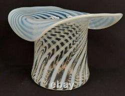 LARGE Fenton French Opalescent Art Glass Spiral Optic Top Hat Vase 6 X 9 X 7