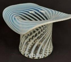 LARGE Fenton French Opalescent Art Glass Spiral Optic Top Hat Vase 6 X 9 X 7