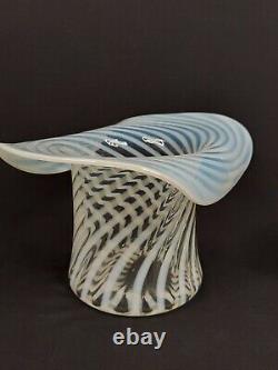 LARGE Fenton French Opalescent Art Glass Spiral Optic Top Hat Vase 6 X 9 X 7