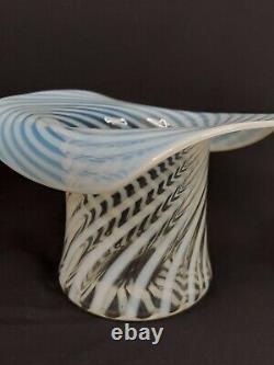 LARGE Fenton French Opalescent Art Glass Spiral Optic Top Hat Vase 6 X 9 X 7