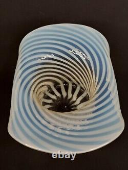 LARGE Fenton French Opalescent Art Glass Spiral Optic Top Hat Vase 6 X 9 X 7