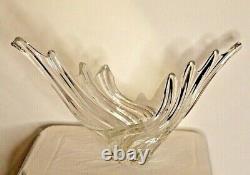 LARGE French France Art Glass Vase Mid Century Modern Art Deco Clear Glass Curve