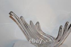 LARGE French France Art Glass Vase Mid Century Modern Art Deco Clear Glass Curve