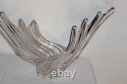 LARGE French France Art Glass Vase Mid Century Modern Art Deco Clear Glass Curve