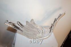 LARGE French France Art Glass Vase Mid Century Modern Art Deco Clear Glass Curve