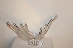 LARGE French France Art Glass Vase Mid Century Modern Art Deco Clear Glass Curve