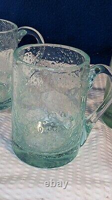 LA VERRERIE de BIOT France Bubble Glass Beer Mugs, Set of 3, Clear Color NICE