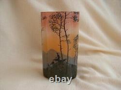 LEGRAS, ANTIQUE FRENCH CAMEO GLASS VASE, SHEPHERD IN FOREST, EARLY 20th CENTURY