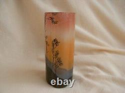 LEGRAS, ANTIQUE FRENCH CAMEO GLASS VASE, SHEPHERD IN FOREST, EARLY 20th CENTURY