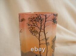 LEGRAS, ANTIQUE FRENCH CAMEO GLASS VASE, SHEPHERD IN FOREST, EARLY 20th CENTURY