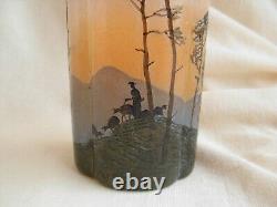 LEGRAS, ANTIQUE FRENCH CAMEO GLASS VASE, SHEPHERD IN FOREST, EARLY 20th CENTURY