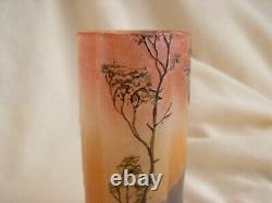 LEGRAS, ANTIQUE FRENCH CAMEO GLASS VASE, SHEPHERD IN FOREST, EARLY 20th CENTURY