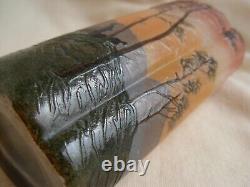 LEGRAS, ANTIQUE FRENCH CAMEO GLASS VASE, SHEPHERD IN FOREST, EARLY 20th CENTURY