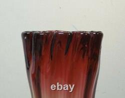 LEGRAS French AMBERINA Art Glass 10.25 Vase, Applied Textured Amber Base