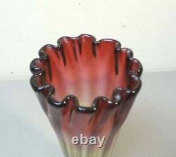 LEGRAS French AMBERINA Art Glass 10.25 Vase, Applied Textured Amber Base