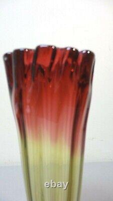 LEGRAS French AMBERINA Art Glass 10.25 Vase, Applied Textured Amber Base