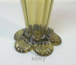 LEGRAS French AMBERINA Art Glass 10.25 Vase, Applied Textured Amber Base