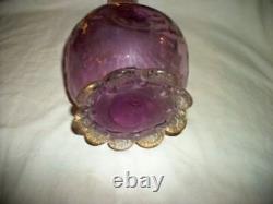 LEGRAS et CIE GILT ROCOCO REVIVAL PURPLE GLASS VASE FOOTED FLUTED FRENCH 1890s