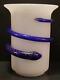 LG 1800's Bohemian French Baccarat Opaline Cobalt Glass Applied Snake Vase Blown
