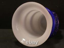 LG 1800's Bohemian French Baccarat Opaline Cobalt Glass Applied Snake Vase Blown
