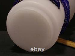 LG 1800's Bohemian French Baccarat Opaline Cobalt Glass Applied Snake Vase Blown