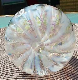 LG FentonFRENCH OPALESCENT RIB OPTIC HAND PAINTED HAND BLOWN EGG1990