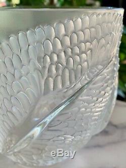 Lalique ANDROMEDA Vase, Feathered Design Clear & Frosted French Crystal Mint