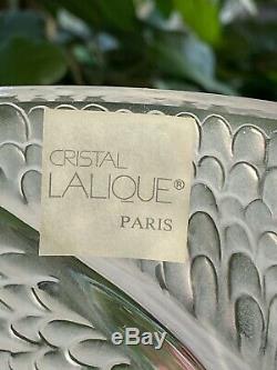 Lalique ANDROMEDA Vase, Feathered Design Clear & Frosted French Crystal Mint