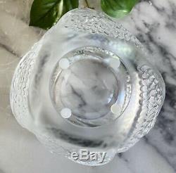 Lalique ANDROMEDA Vase, Feathered Design Clear & Frosted French Crystal Mint