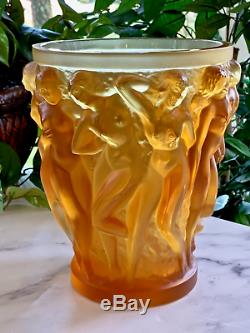 Lalique Amber Bacchantes Vase Numbered Limited Edition Mint Condition