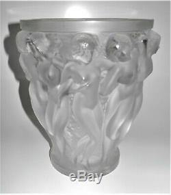 Lalique Art Glass Bacchantes Large French Nudes Crystal Vase 9.5H