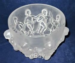 Lalique Art Glass LUXEMBOURG Cherubs Frosted French Crystal Bowl Vase, 8 1/2