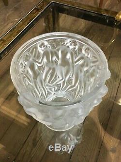 Lalique Art Nouveau 10 Female Nude Bacchantes Crystal Vase