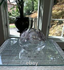 Lalique Atossa Vase With Amethyst Flowers. Beautiful Vase! Exquisite