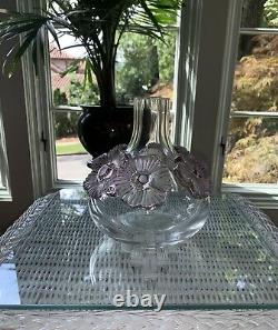 Lalique Atossa Vase With Amethyst Flowers. Beautiful Vase! Exquisite