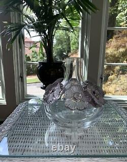 Lalique Atossa Vase With Amethyst Flowers. Beautiful Vase! Exquisite