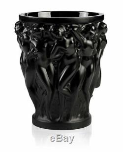 Lalique Bacchantes Black Crystal Vase #10648400 Brand Nib Small French Save$ F/s