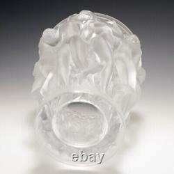 Lalique Bacchantes Clear and Frosted Glass Vase Marcilhac 12-200