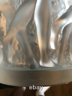 Lalique Bacchantes Crystal Vase France- Nudes 1927 Design Signed 9 3/4 Tall