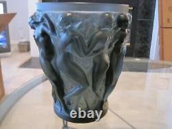 Lalique Bacchantes Large Charcoal Frosted Vase Crystal Naked Ladies 9 3/4 inch