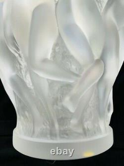 Lalique Bacchantes Large Clear Satin-finish Crystal Vase Signed France 9.45 H